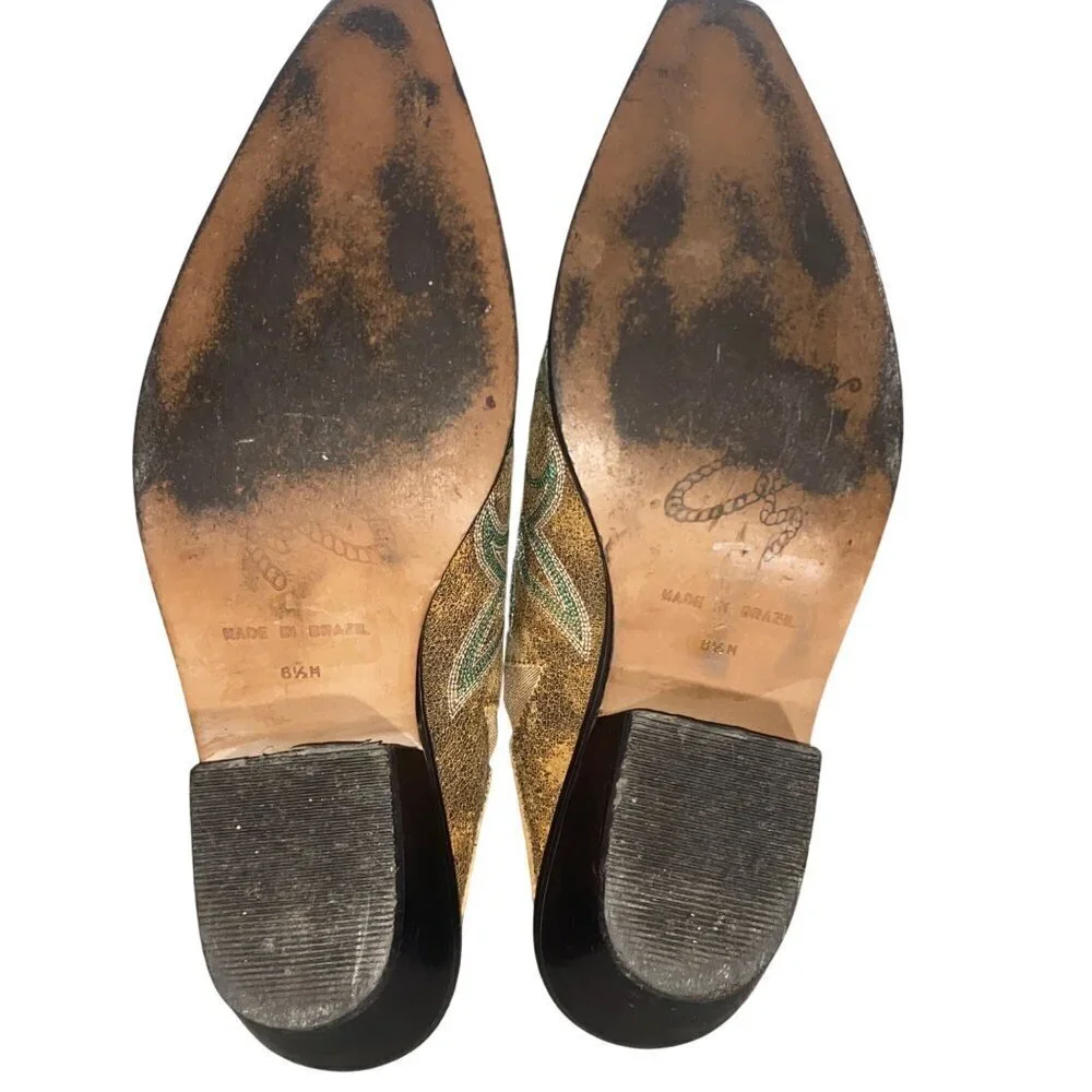 Matisse Western embroidered Mule Slides Distressed Square Toe Block Heel 6.5 - Picture 9 of 12